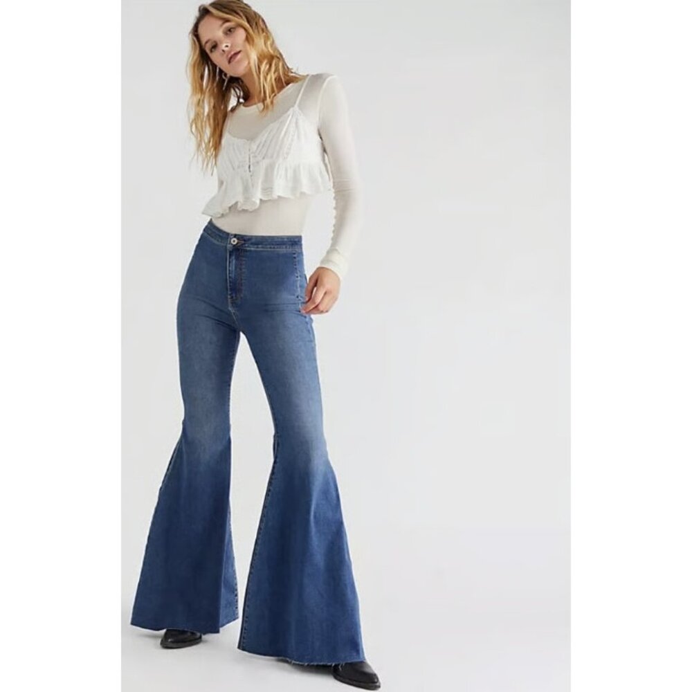 Free People Just Float Bell Bottom Flared Jeans ( 26 )